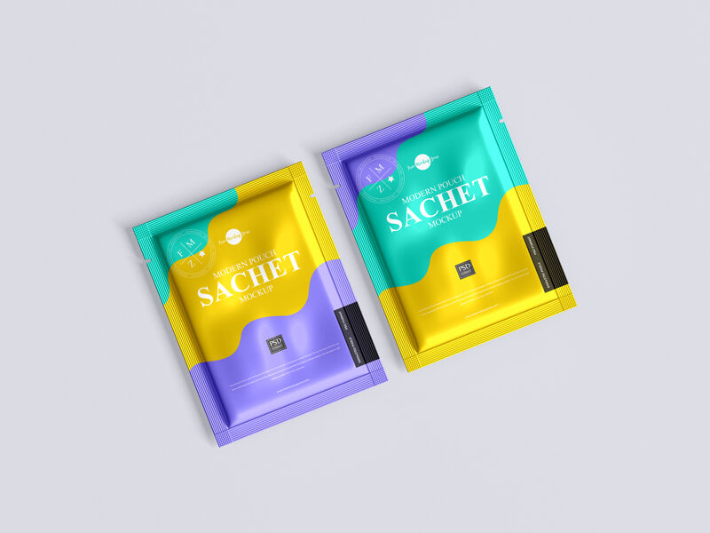 Mockup Showing Overhead View of Two Sachets