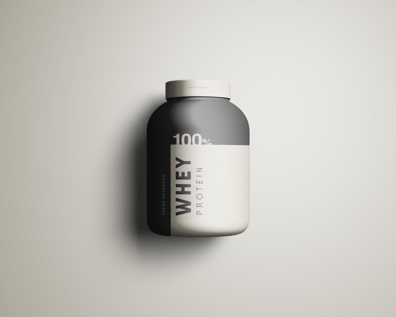 Mockup Showing Front View of a Protein Whey Plastic Container preview