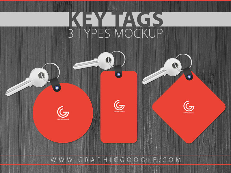 Collection of Key Tags 3 Types Mockup