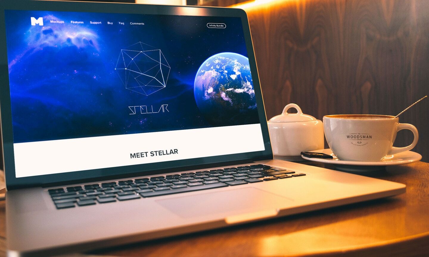 MacBook Pro and Coffee Cup Mockup preview