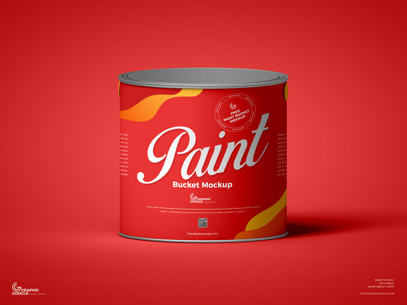 Front View of Metal Paint Bucket Mockup