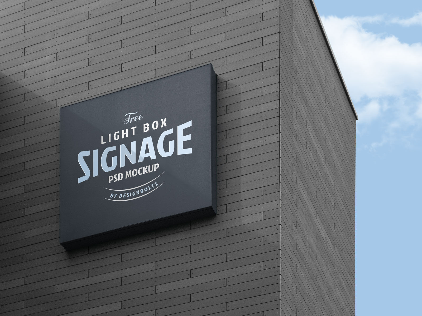 3/4 View of a Company Logo Signage Board on Building Wall Mockup