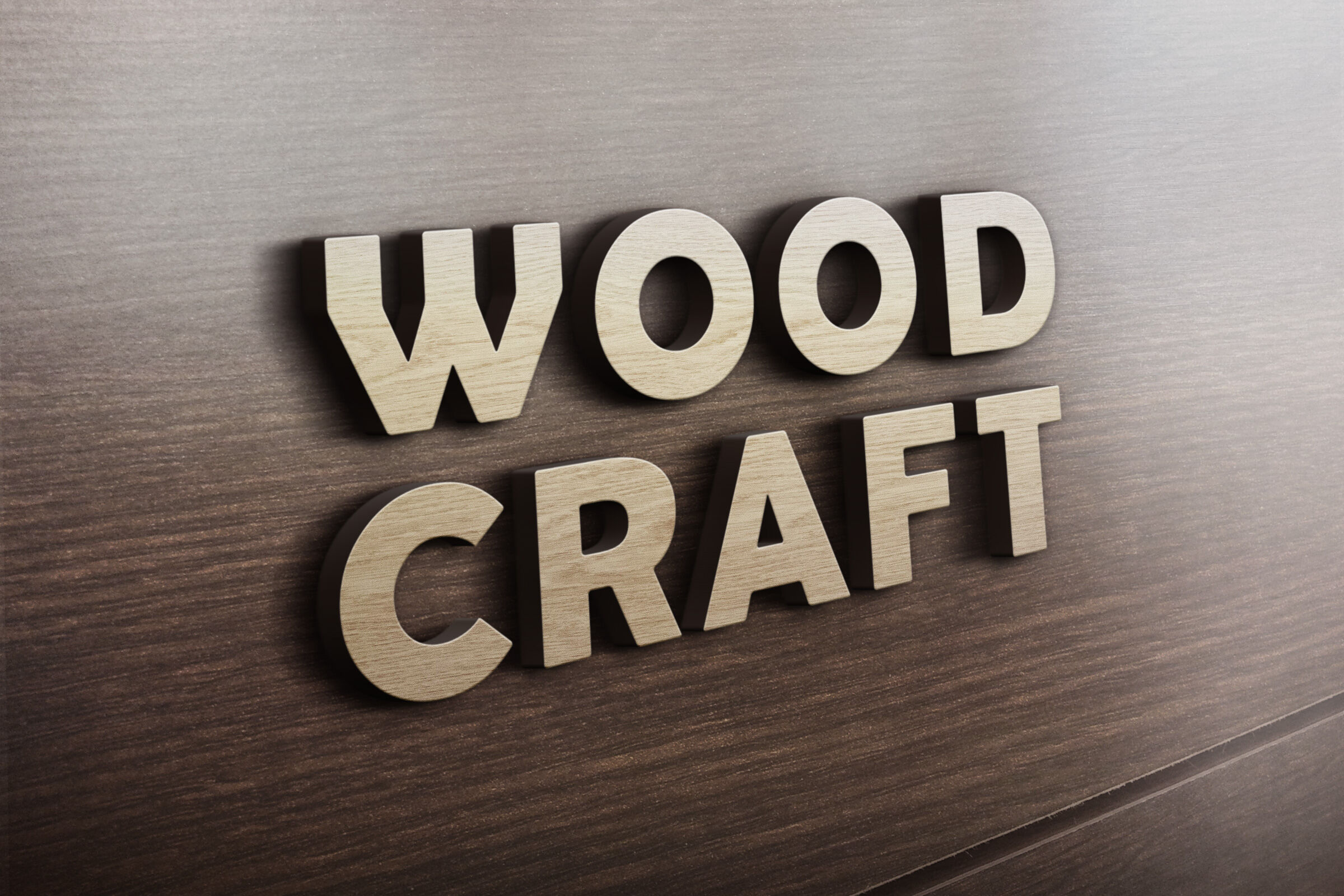 Perspective View of a 3D Wooden Logo Mockup / Text Effect