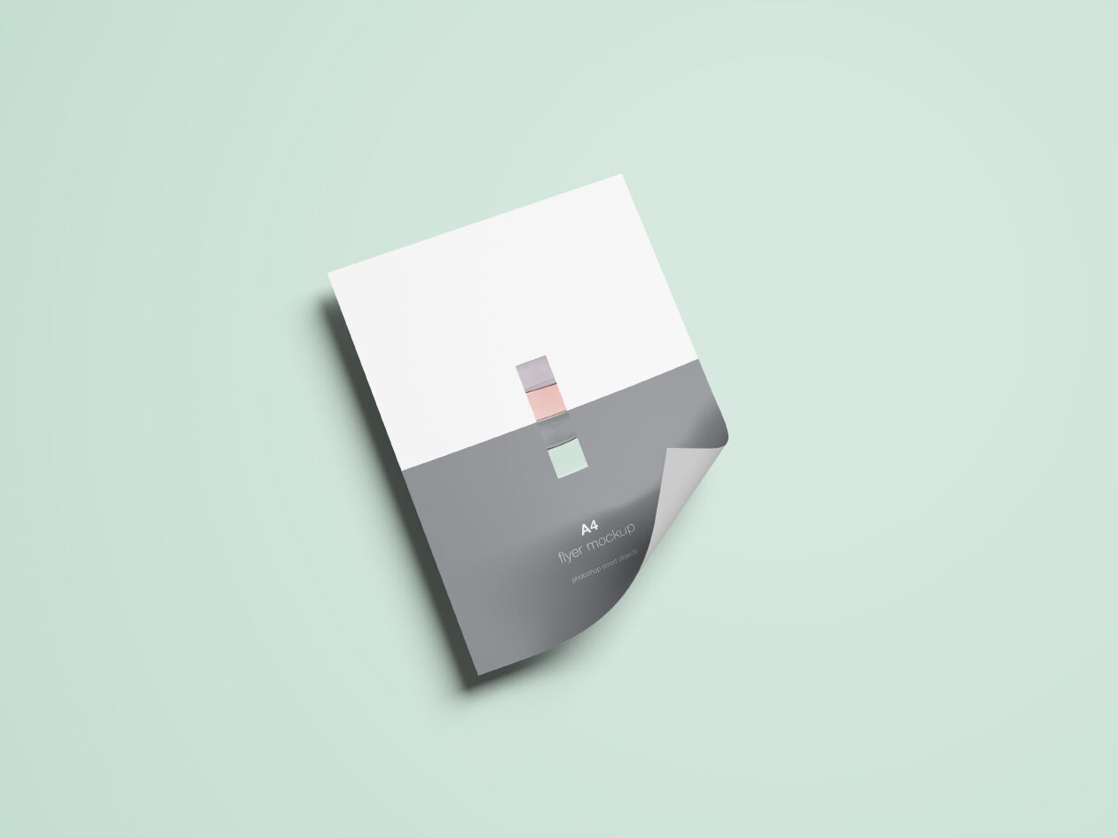 A4 Flyer Mockup with Curved Corner preview