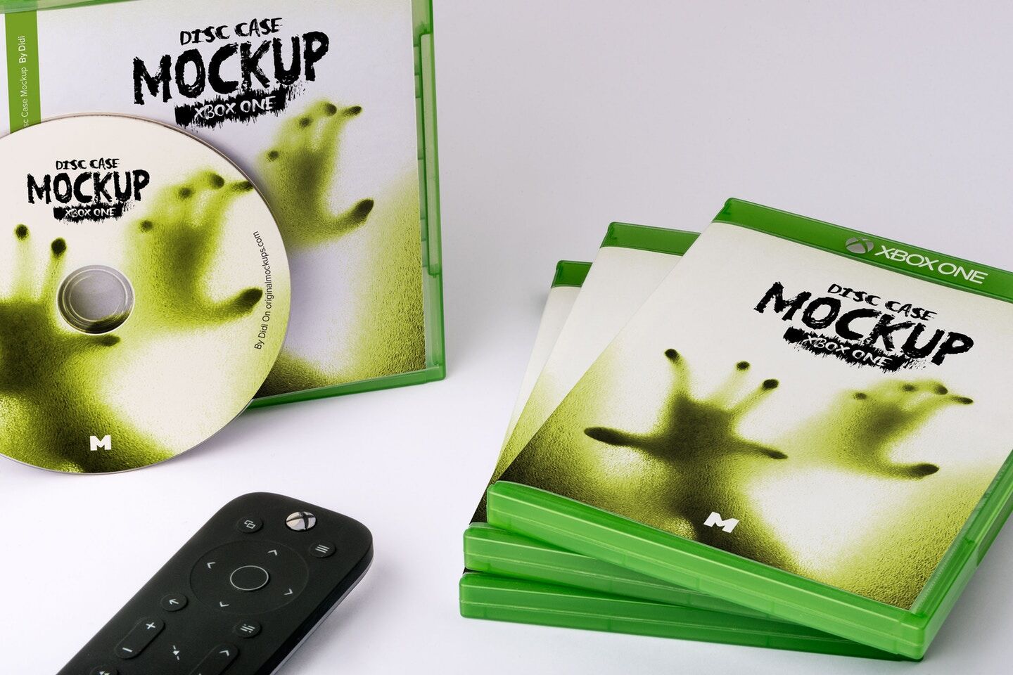 Mockup Featuring 4 Disk Cases for Xbox One