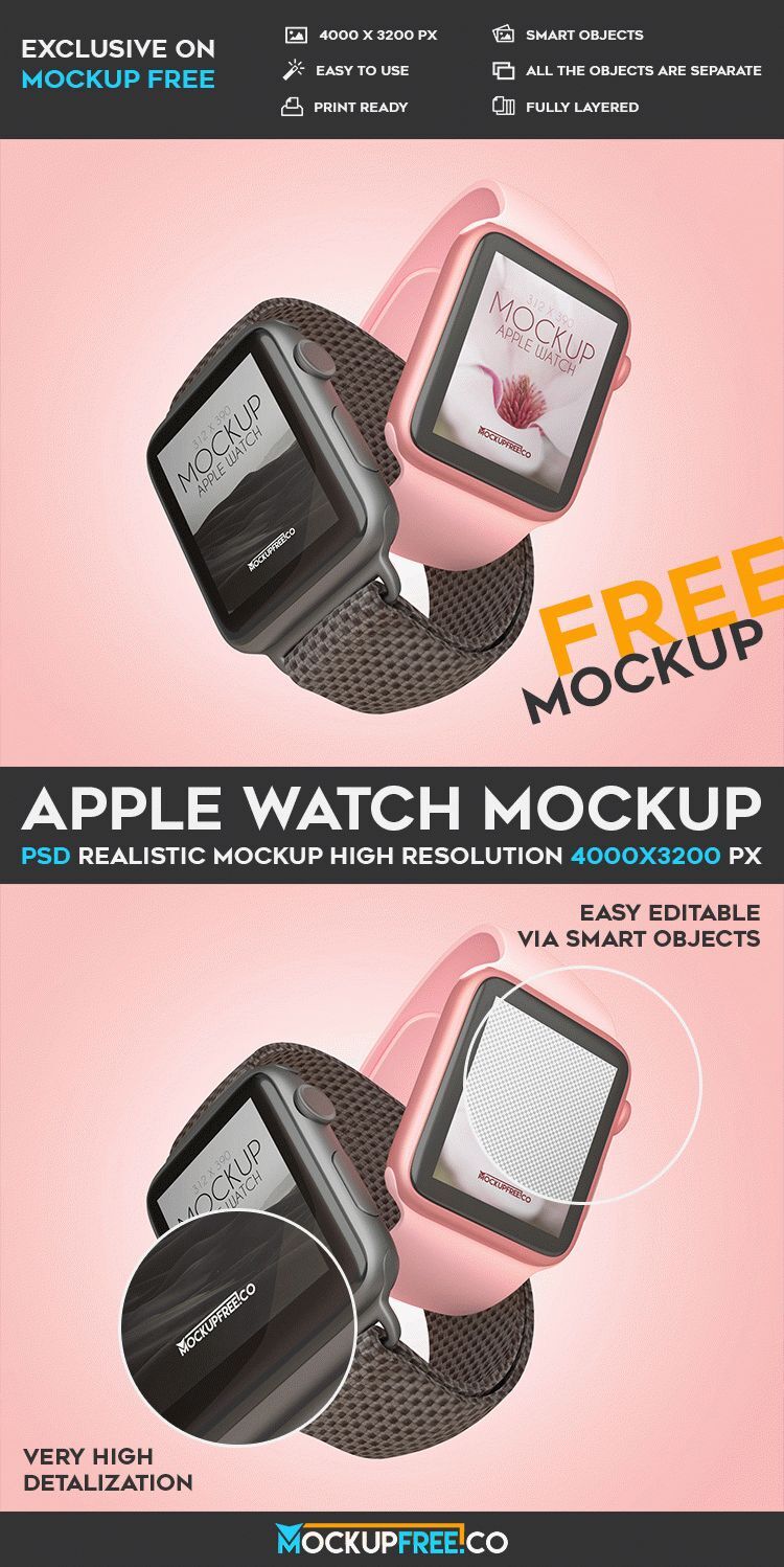 Mockup Displaying Two Floating Interlaced Apple Watch