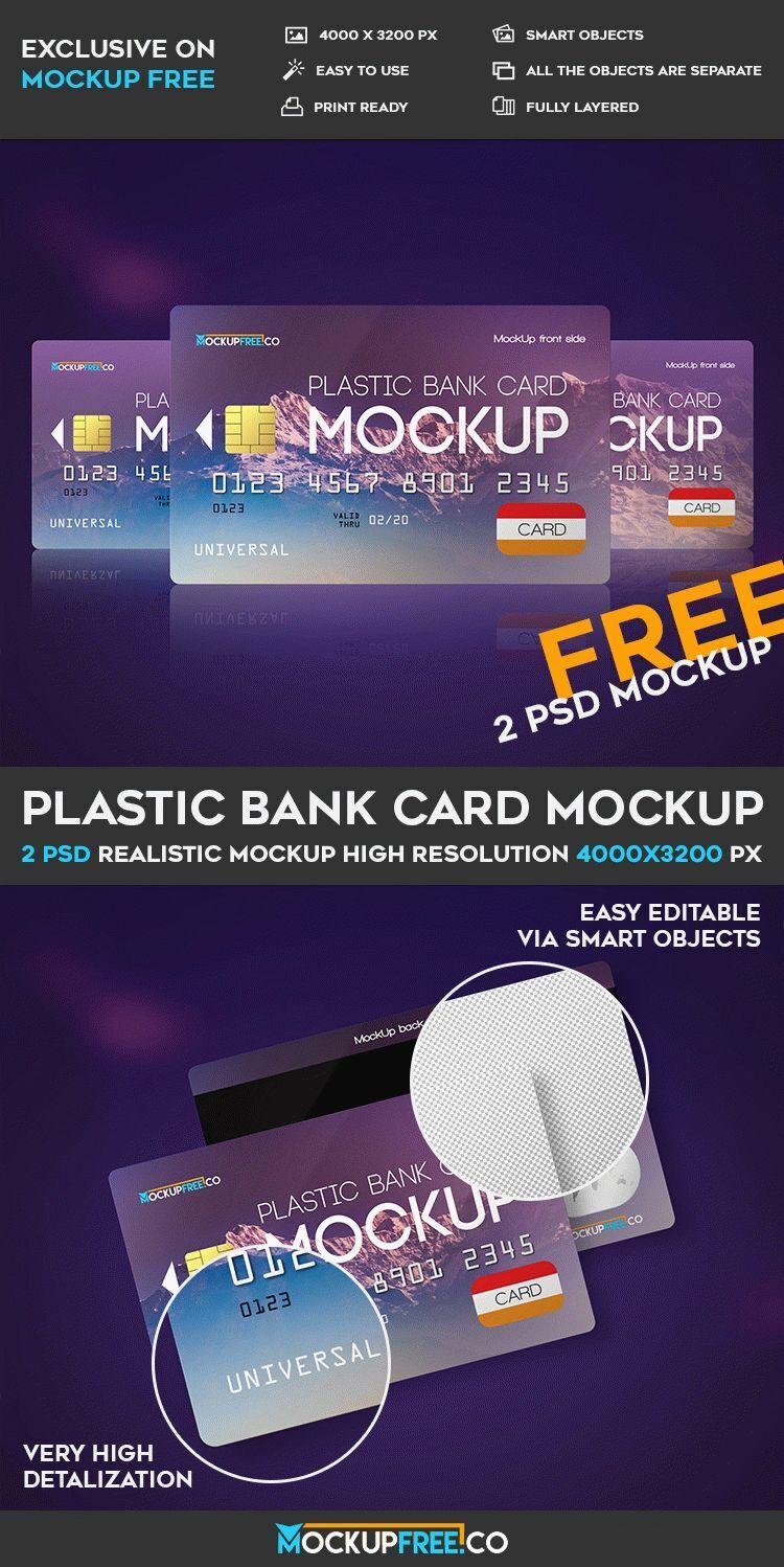 Two Mockups of Plastic Bank Cards in Different Shots preview