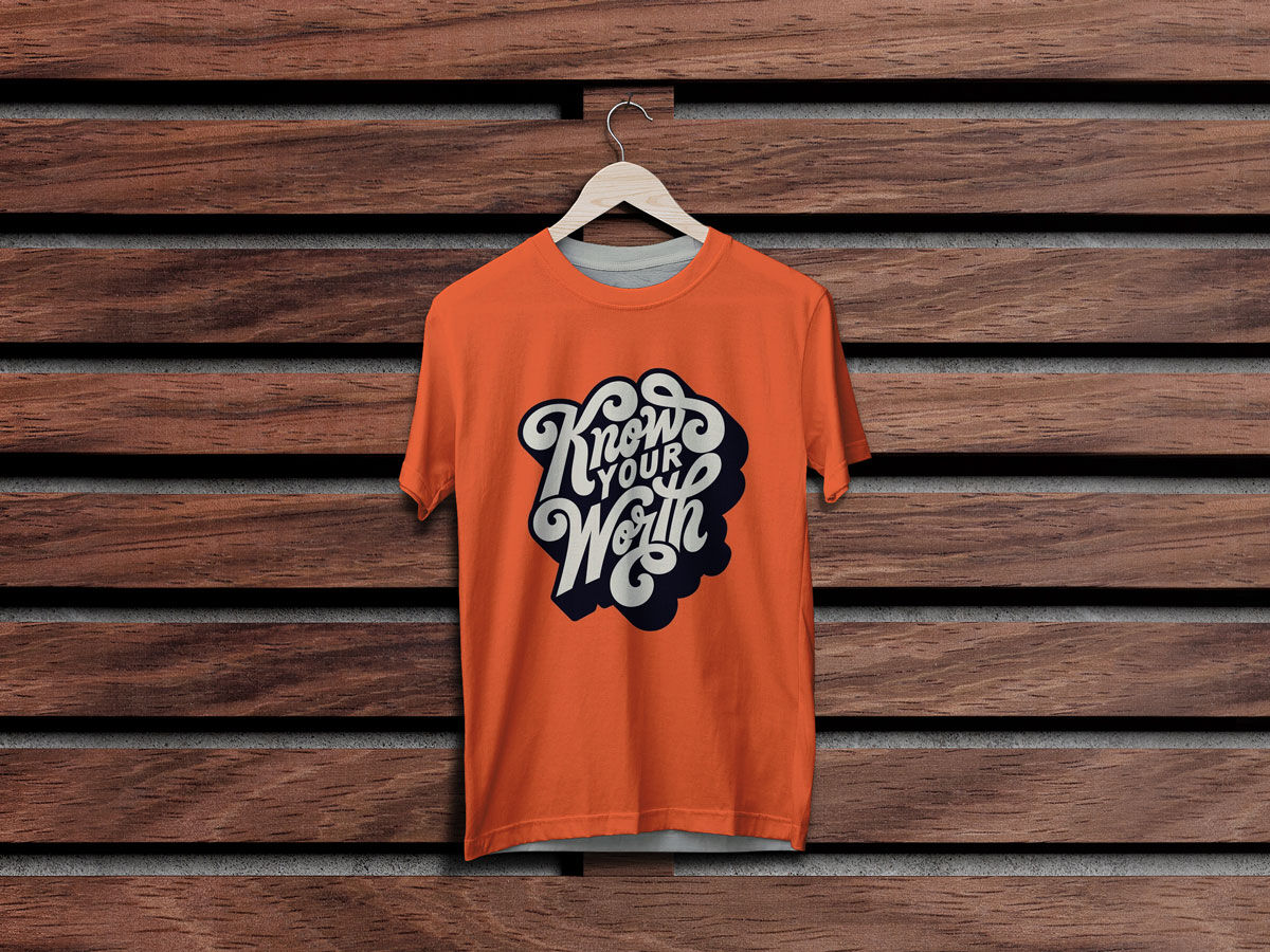 T-Shirt Hung on a Hanger in a Front View Mockup