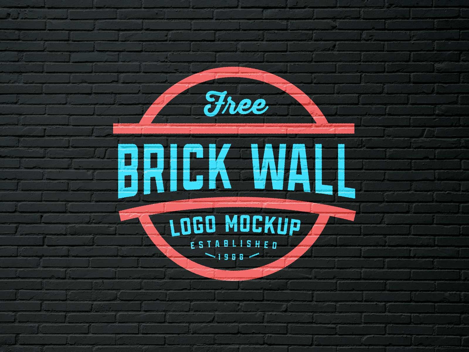 Realistic Front View of Brick Wall Logo Mockup