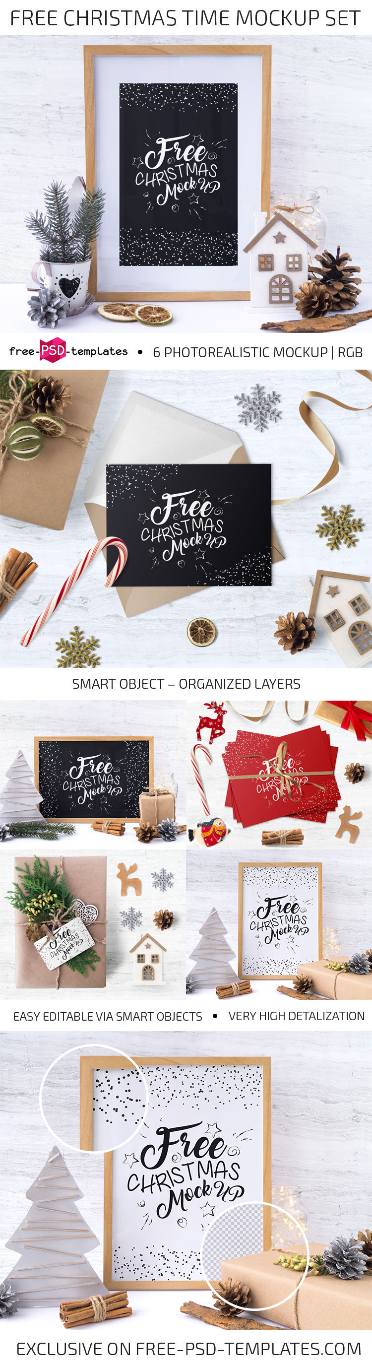 Six Photorealistic Christmas Mockup Set