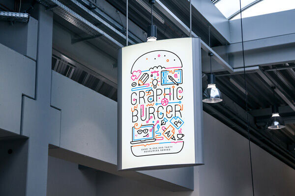 Front View of an Indoor Advertising Sign Mockup