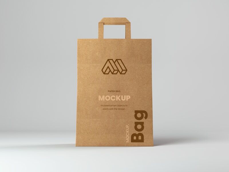 Mockup Displaying Front View of Shopping Paper Bag