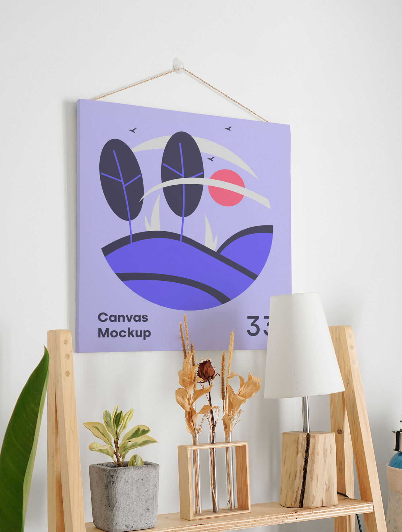 Mockup of a Square Canvas Hung on a Wall
