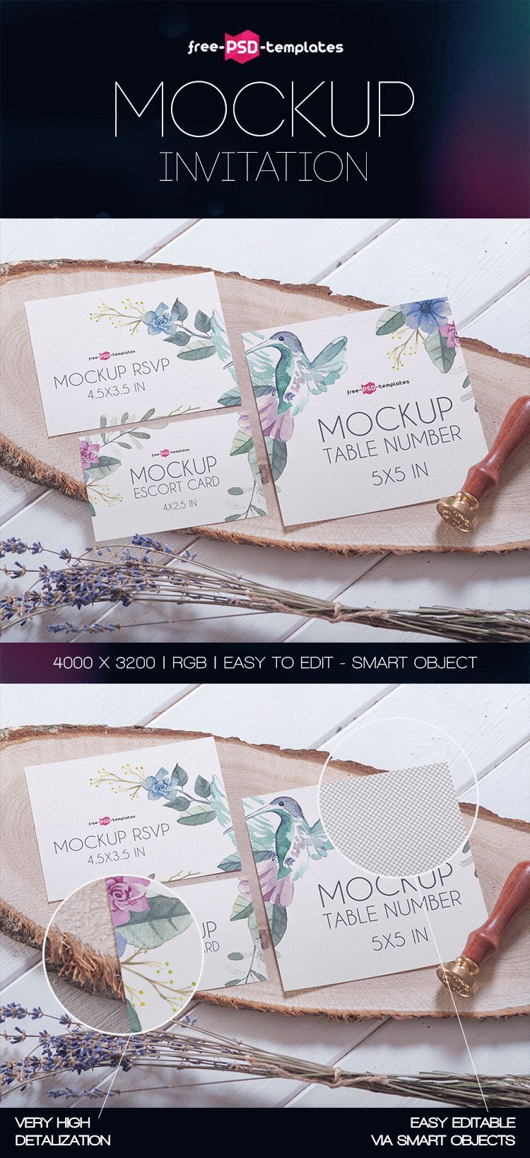 Different Size Invitation Card Mockup