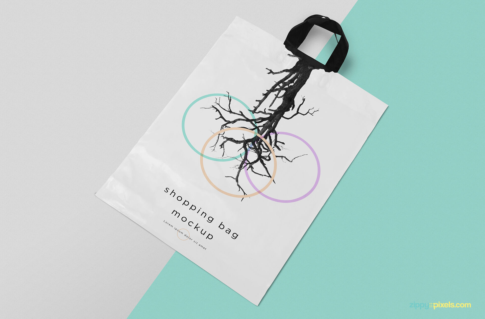 Polythene Shopping Bag with Strong Handles Mockup