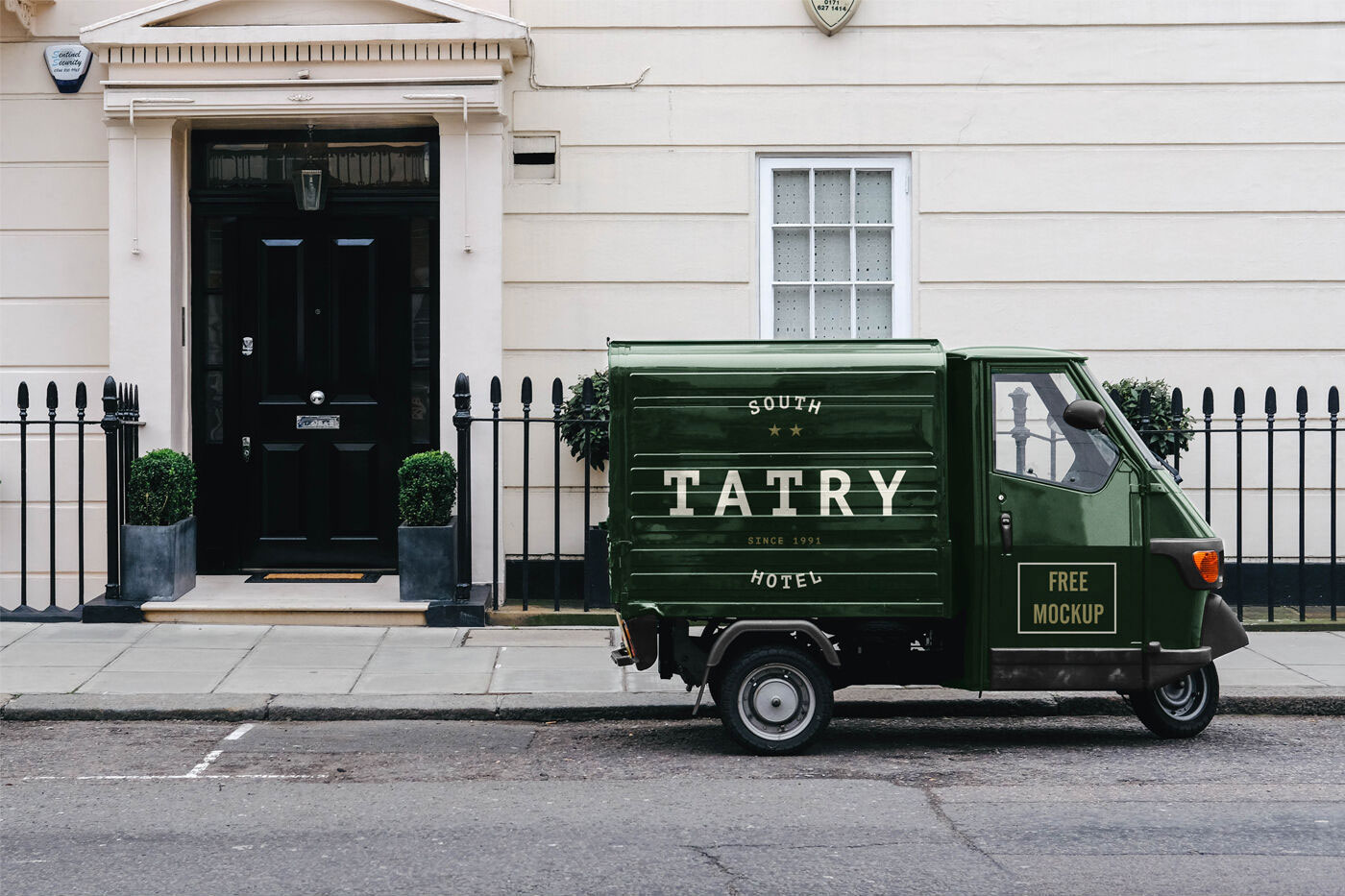 Piaggio Truck Mockup in a Realistic Environment