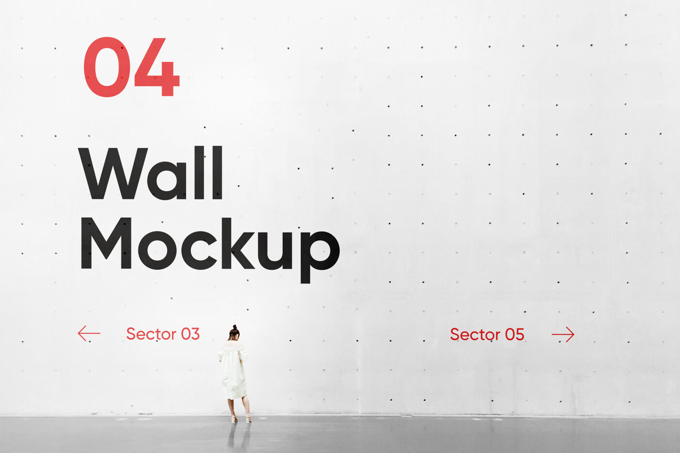 Concrete Wall Mockup Featuring a Woman From Back View