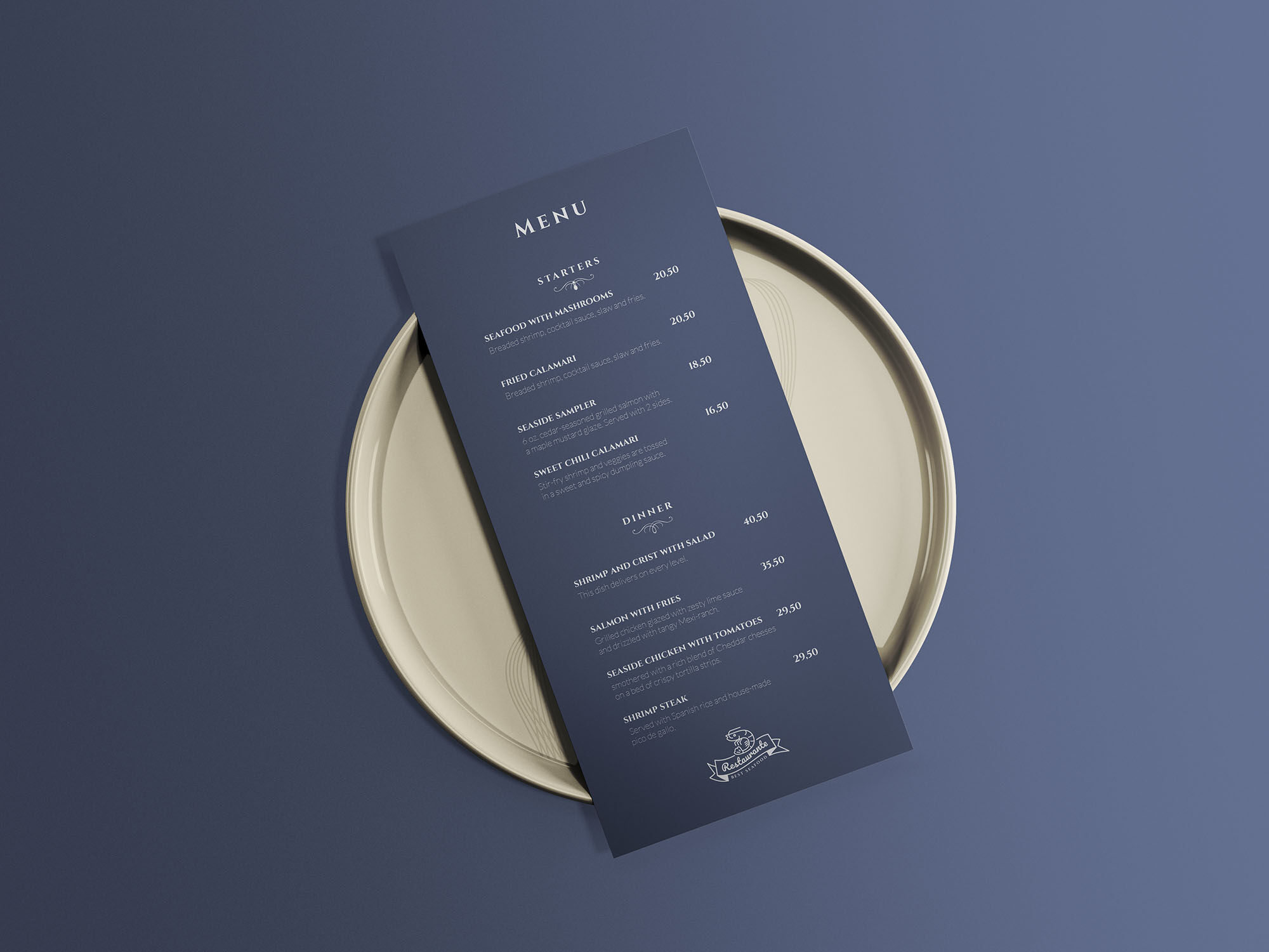 Vertical Restaurant Menu Mockup on an Eating Dish preview