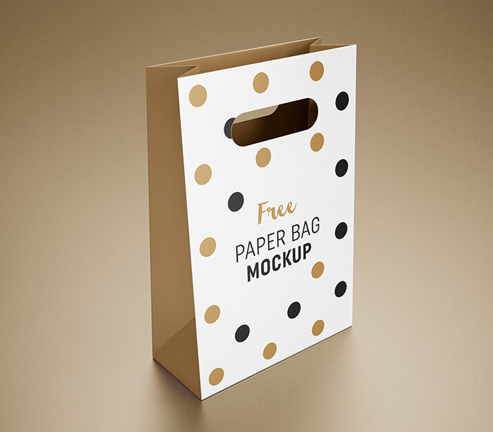 Paper Gift Bag with Hole Handles in Three Mockups