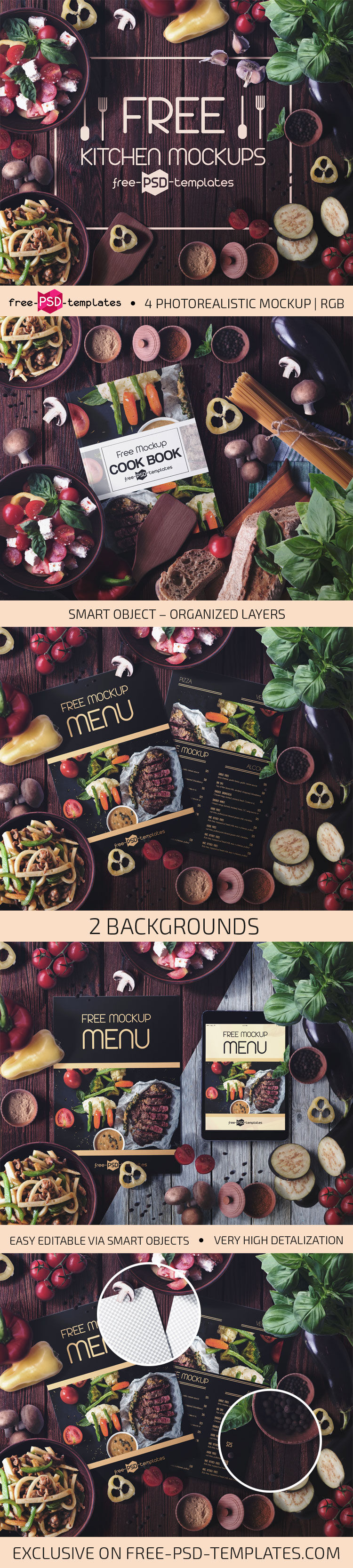 4 Top View Kitchen Branding Scene Creator Mockups preview
