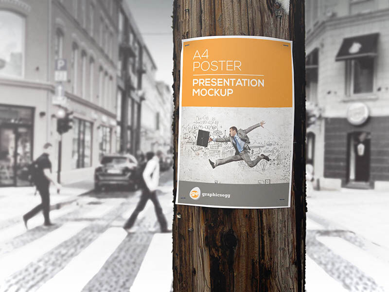 Mockup of an A4 Flyer\ Poster on Tree Truck in Front View preview