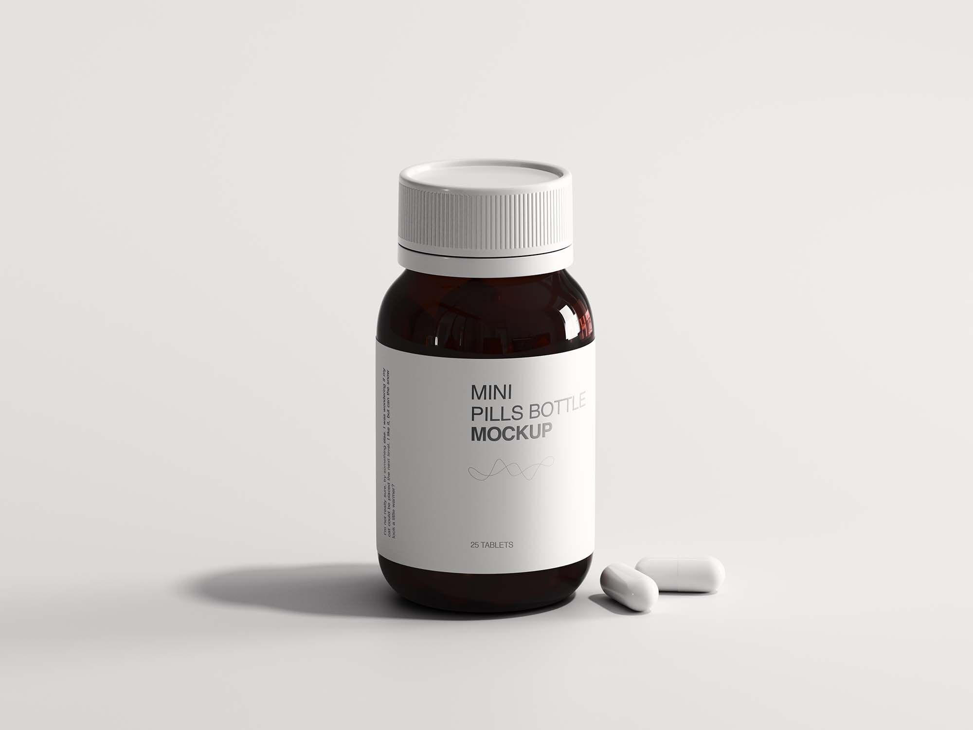Mini Plastic Pills Bottle Mockup