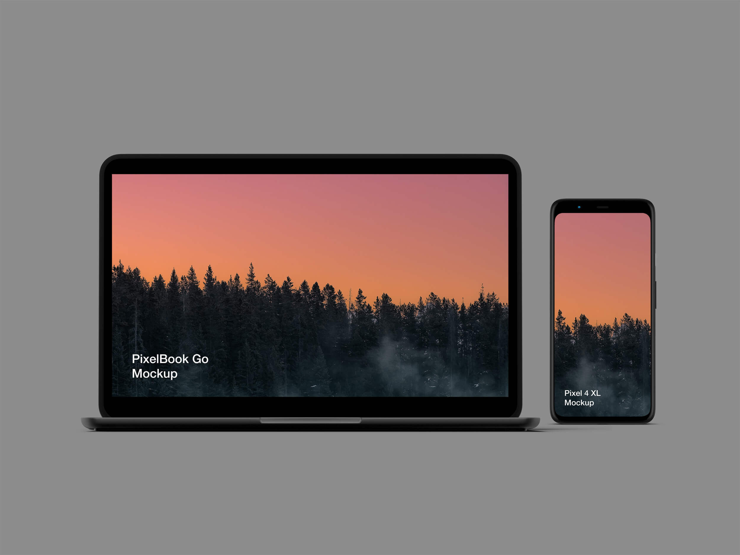 Mockup Displaying Screens of Pixel 4XL and PixelBook