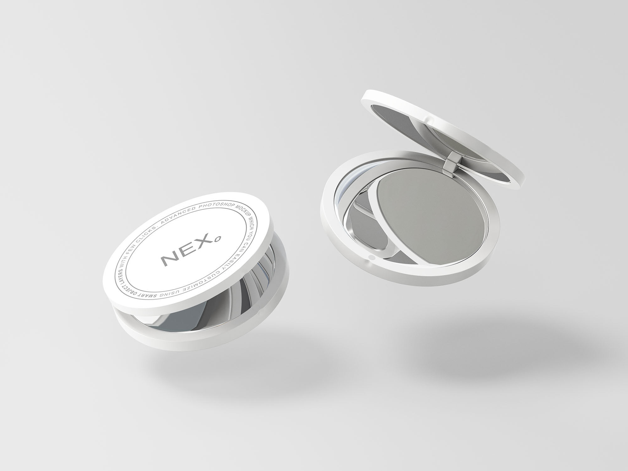 Two Round Compact Mirrors Mockup