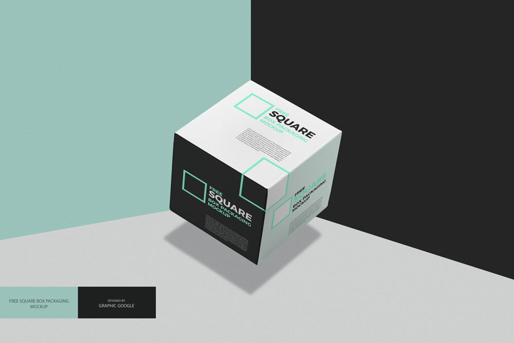 Floating 3D Square Box Packaging Mockup preview