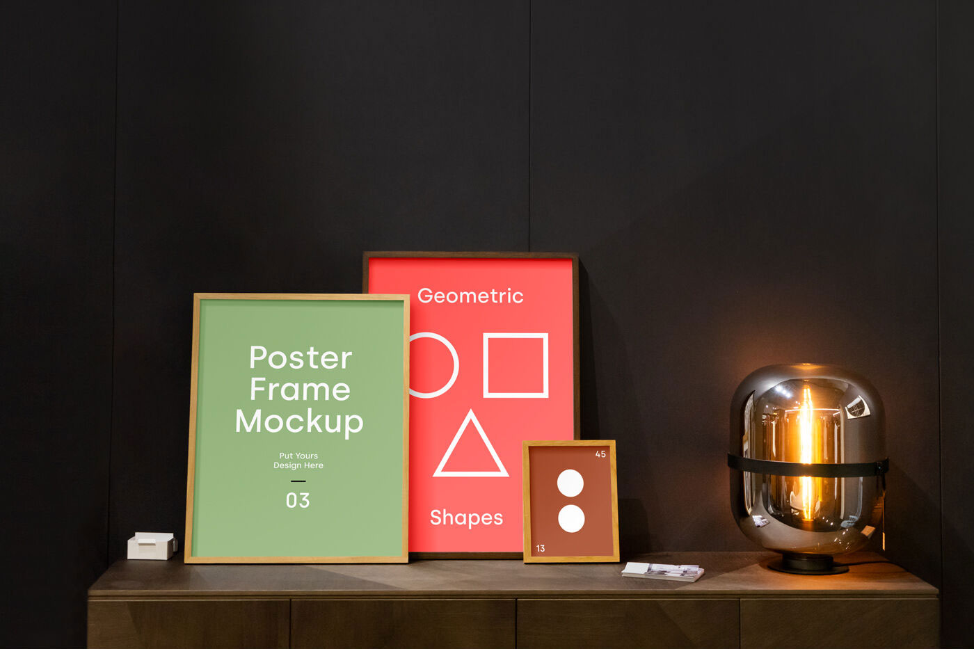 Set of Different Sizes Poster Frames Mockup