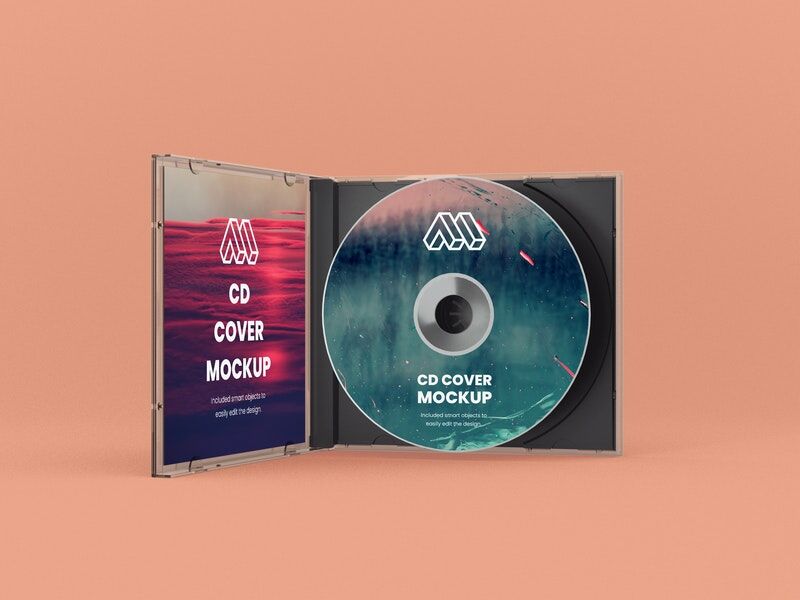 Mockup Showcasing CD and Label Inside an Opened Case