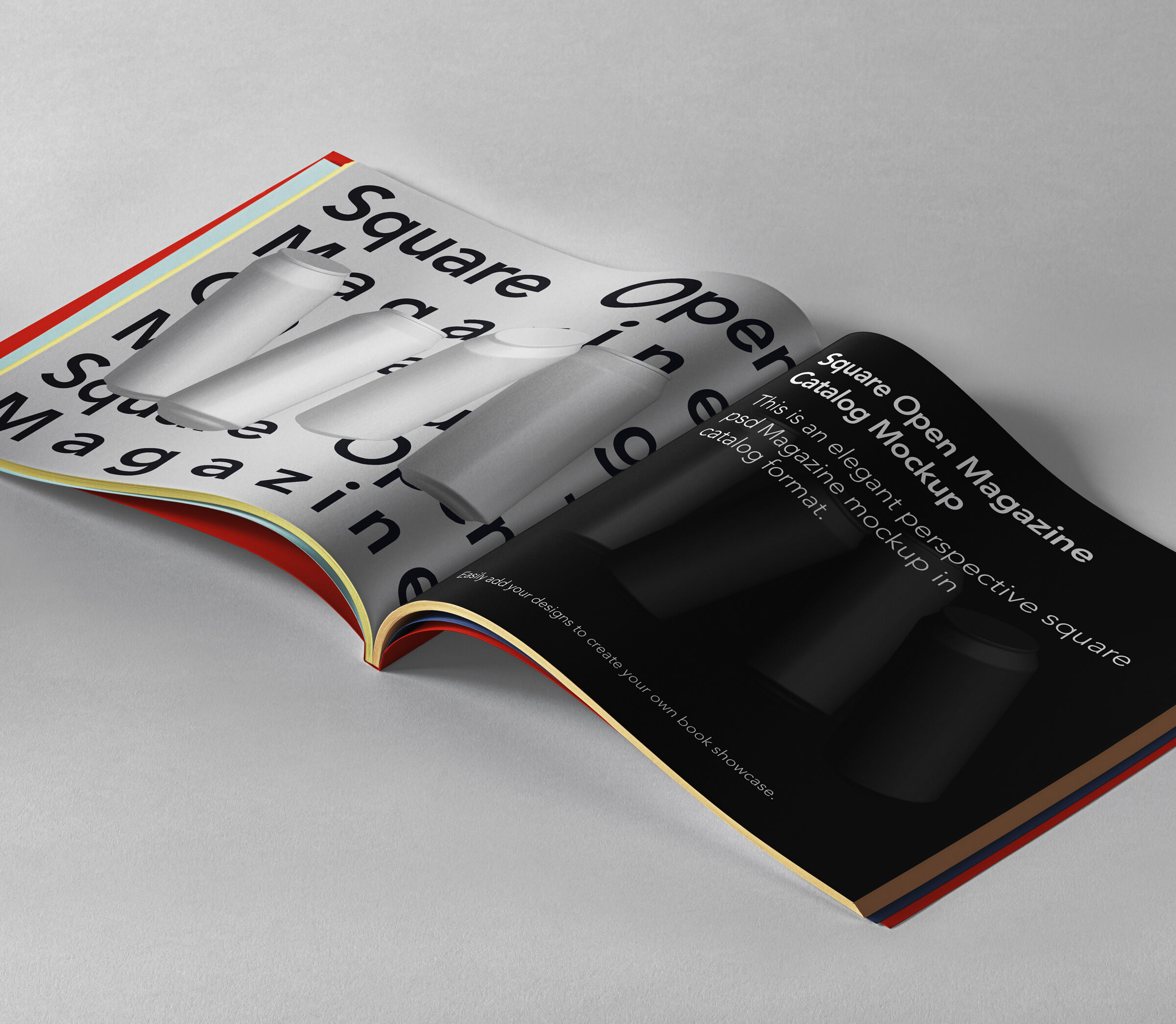 Opened Inside Square Magazine Mockup