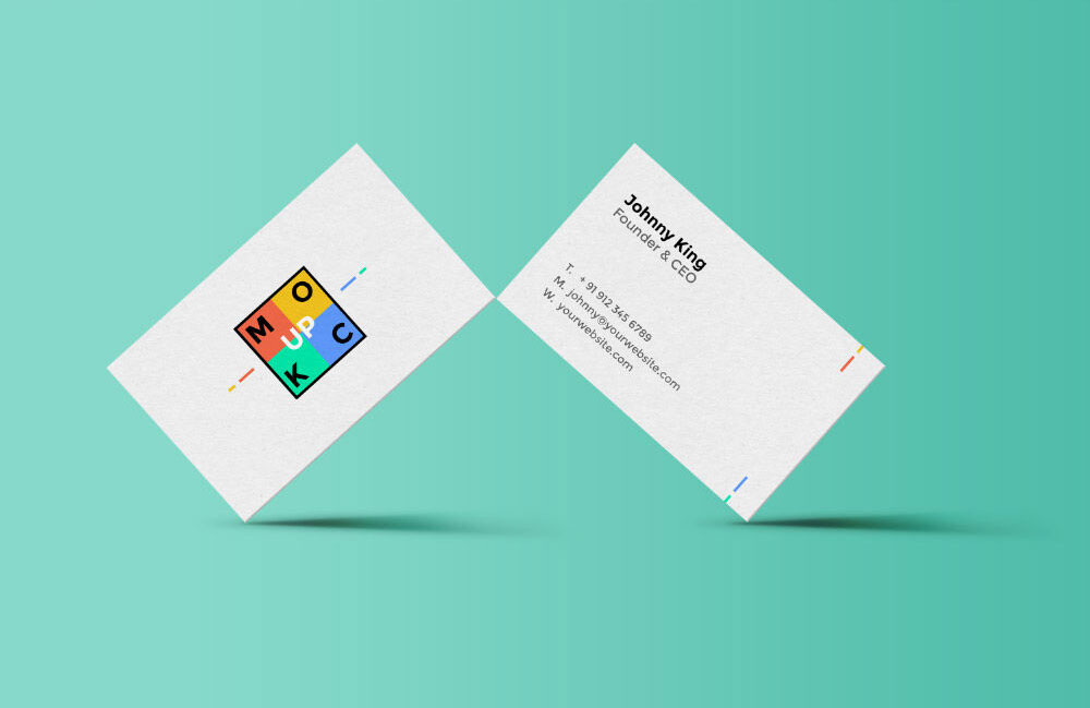 Mockup Featuring Two Business Cards Standing on the Corner preview