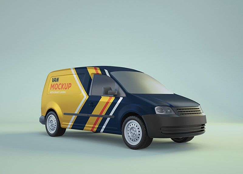 Angled View of the Side of a Minivan Mockup