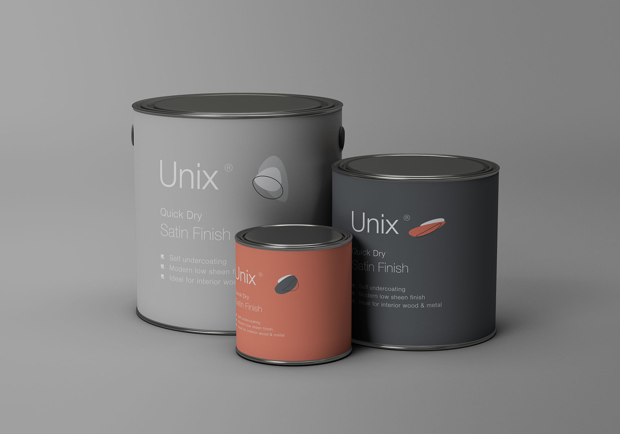 Metal Paint Buckets Mockup in 3 Different Sizes