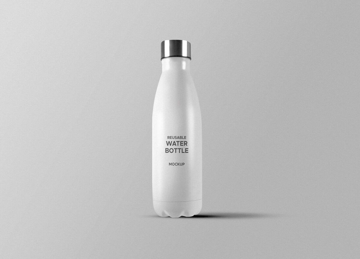 Mockup Featuring Front View of Reusable Water Bottle