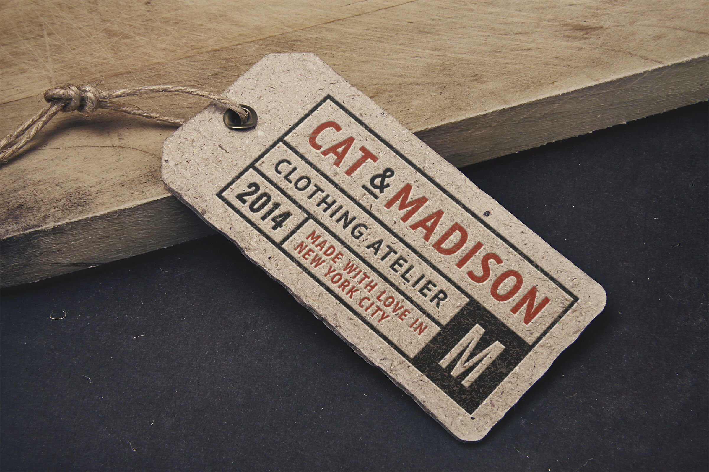 Vintage Label Tag Mockup on a Wooden Board