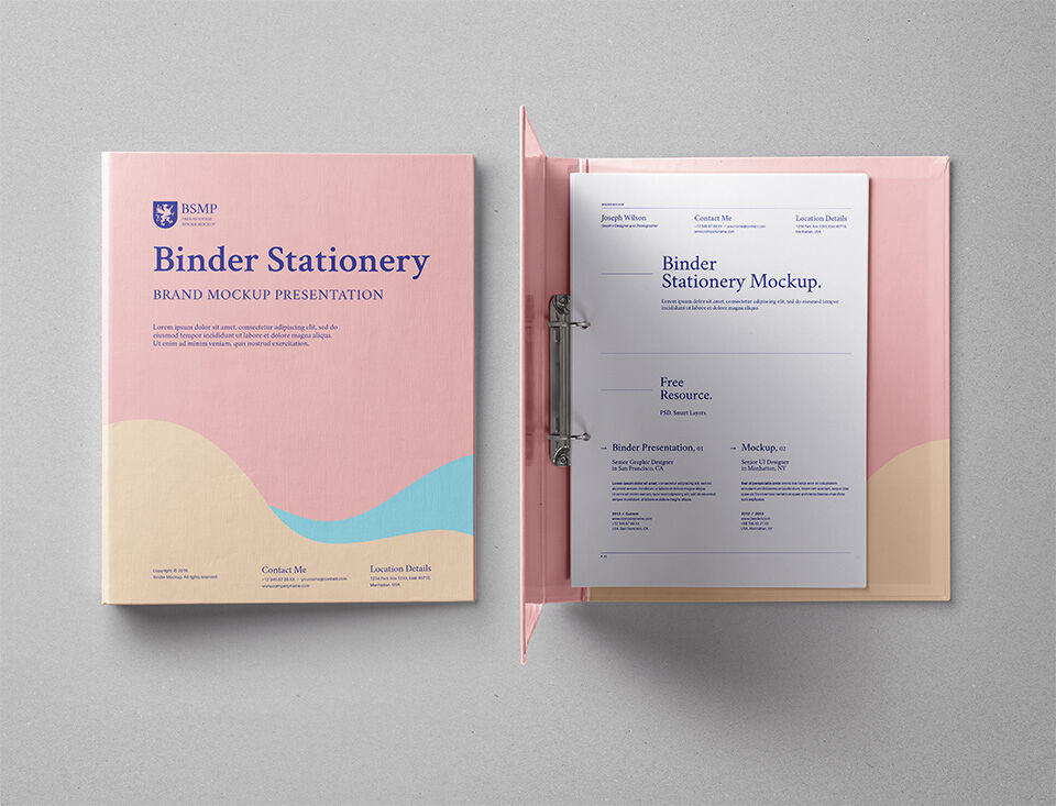 Two Ring Binder Folder Mockup Opened and Closed