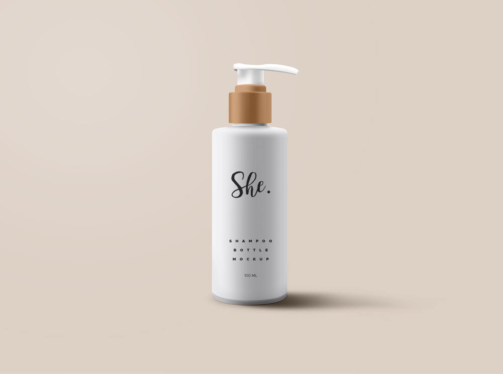 Mockup Featuring a Shampoo Bottle in Three Variants
