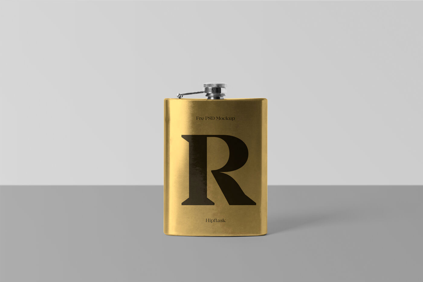 Mockup of a Steel Flask with a Minimalistic Background
