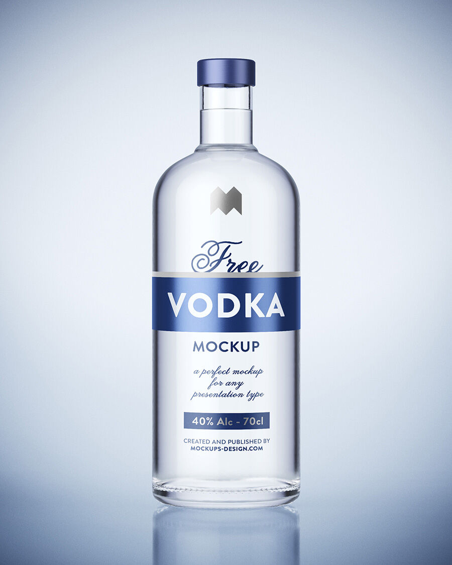 Floating Photo-Realistic Vodka Bottle Mockup