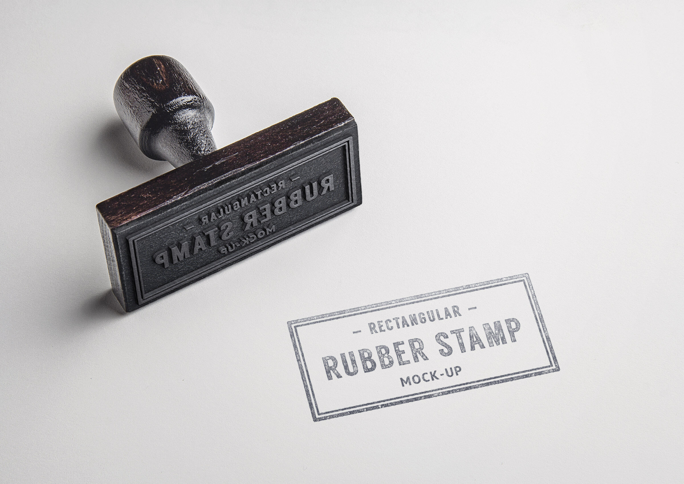 Mockup Showing Lying Rubber Stamp and Its Mark on Paper
