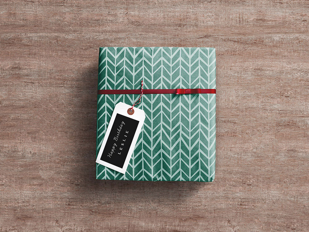 Gift Wrap Box Mockup with a Tiny Ribbon Bow