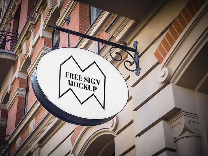 Shop Sign Mockup on a Building
