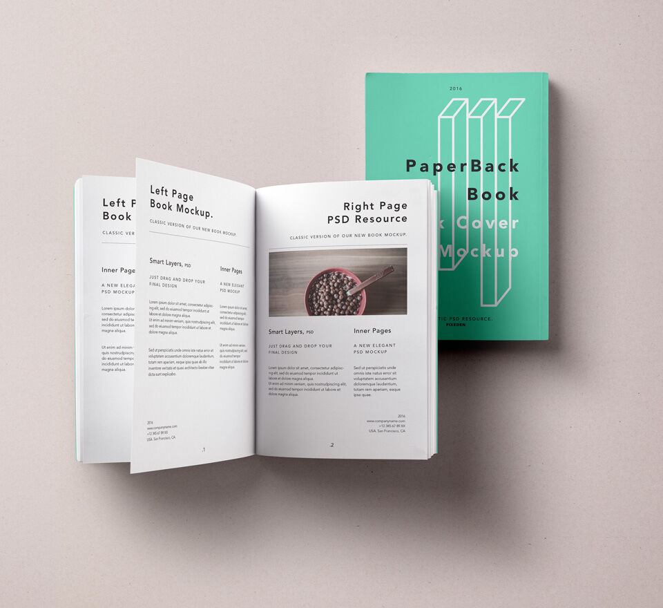 Opend Paperback Book Mockup