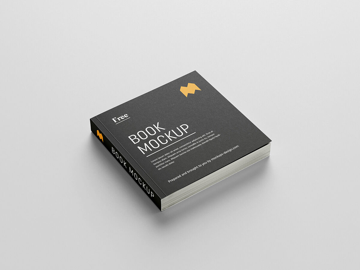 Small Square Book in Different Angles and Views Mockup Set