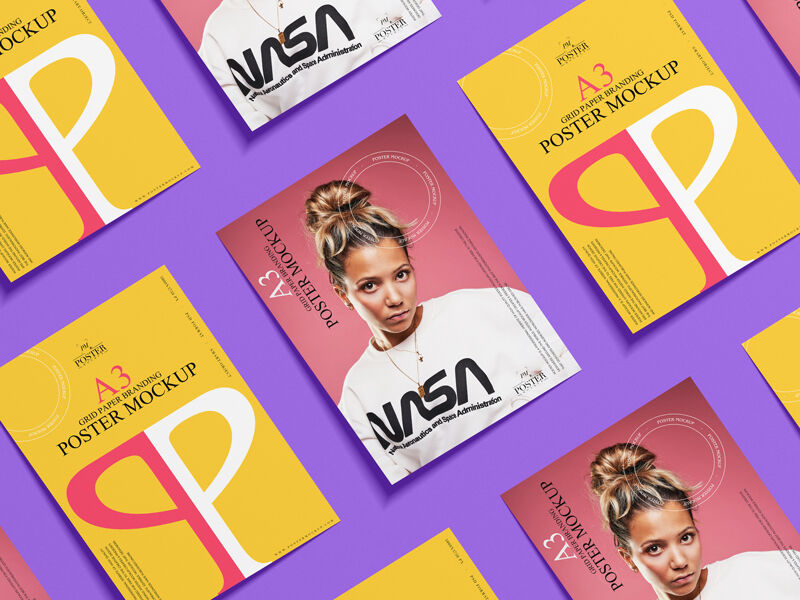 Mockup Featuring a Grid of A3 Paper Posters