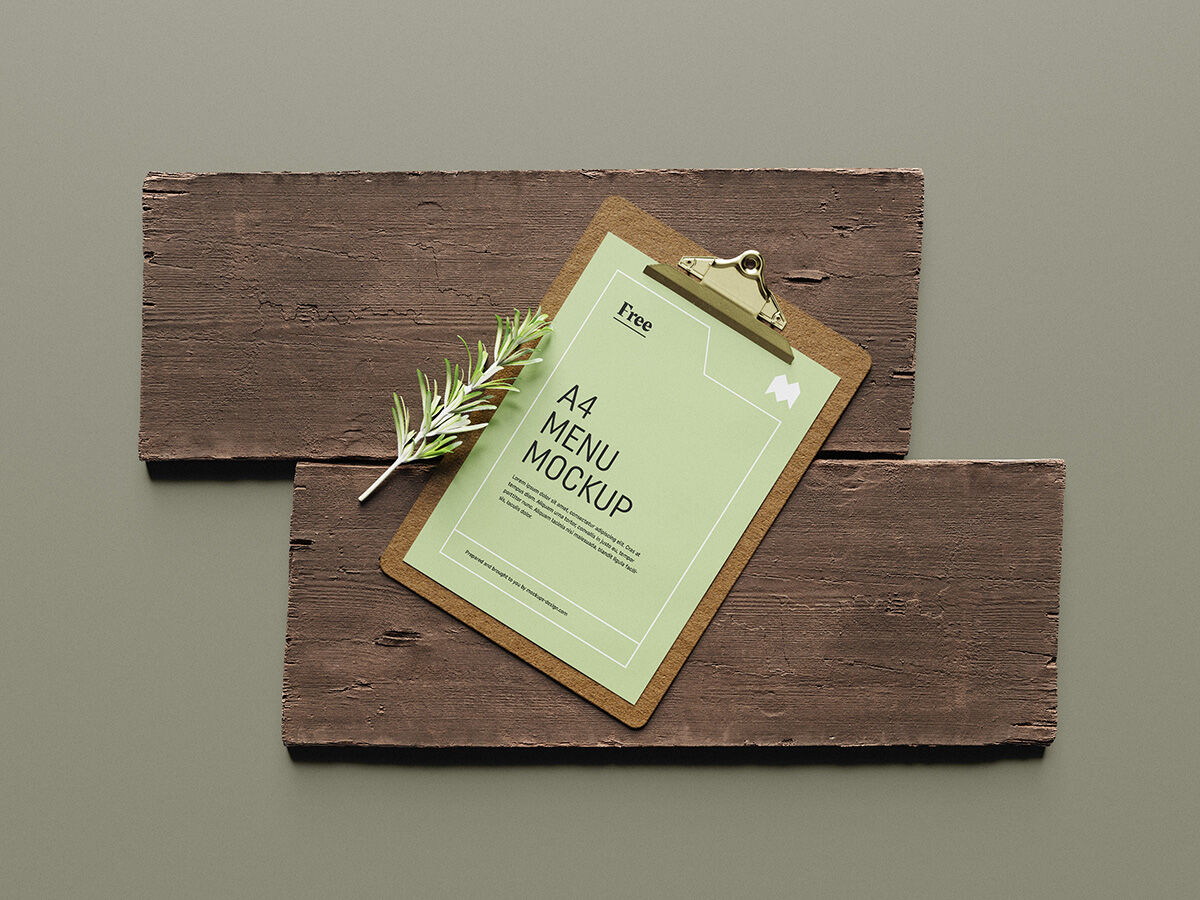 Menu Mockup on Two Wooden Clipboards