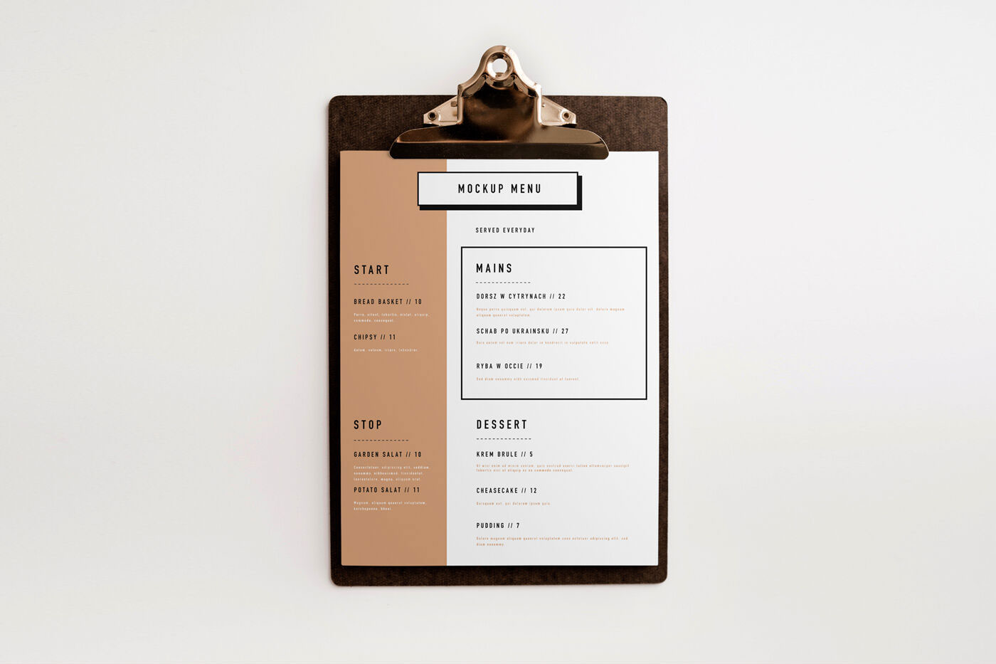 Mockup Featuring Overhead View Menu on Clipboard