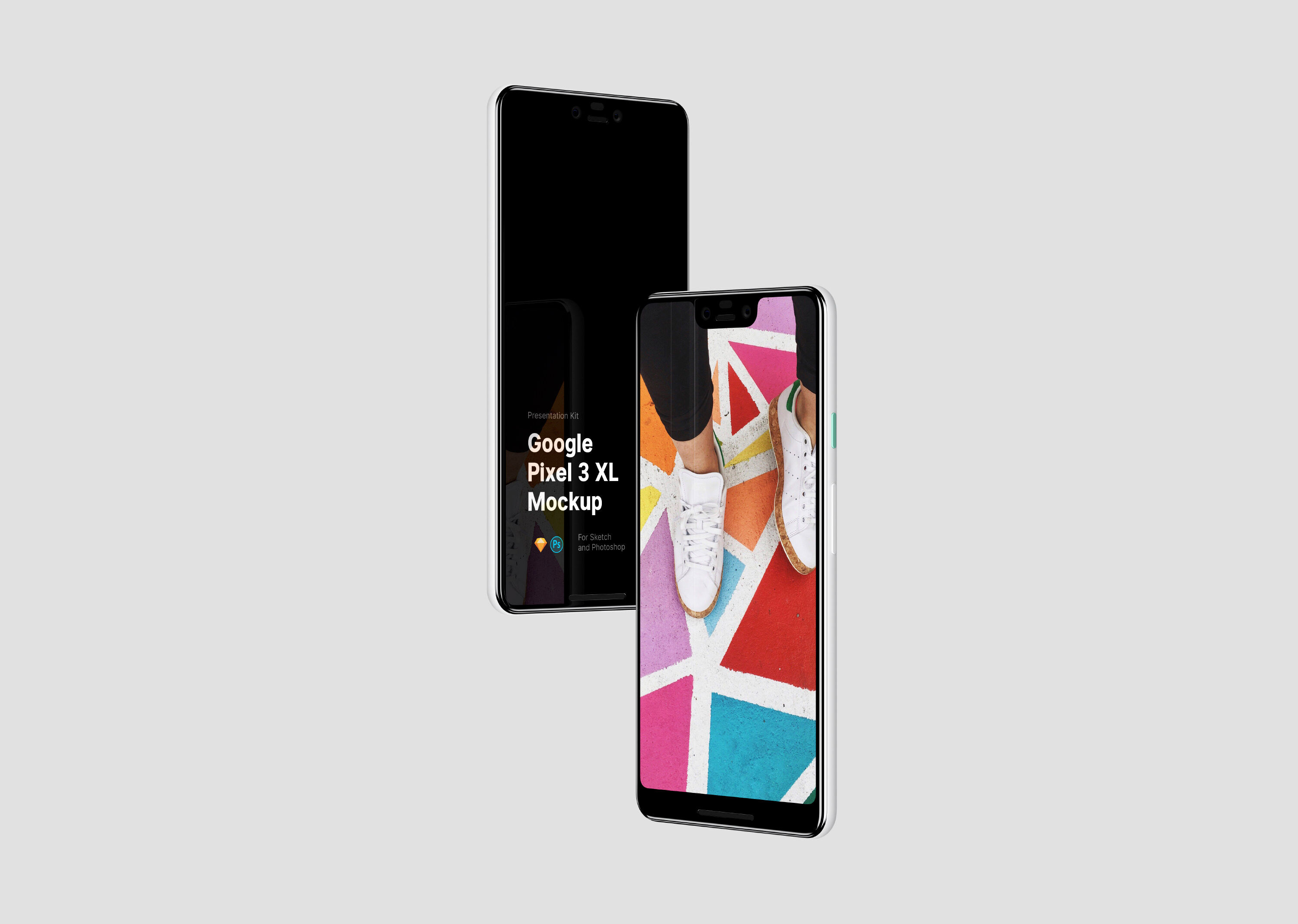 Two Floating Google Pixel 3 XL Mockup